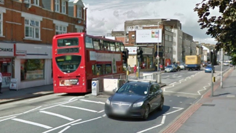 Junction of Broad Green Avenue with London Road. Not bus involved. Pic: Google