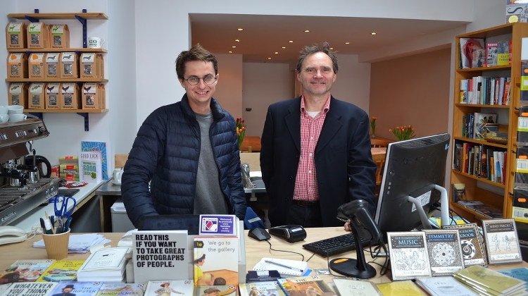 Sam Fisher and Jason Burley at independent bookshop. Pic: Sian Filcher