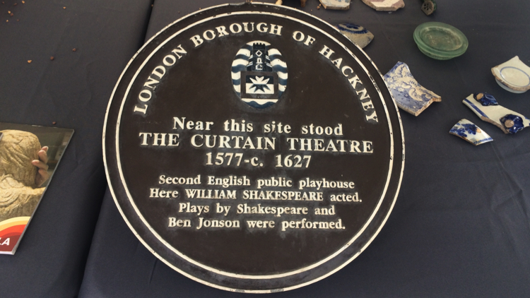 A plaque in Shoreditch commemorates the theatre's fomer site. It will be used to mark the theatre's new site. Pic; Natasha Chisabingo.