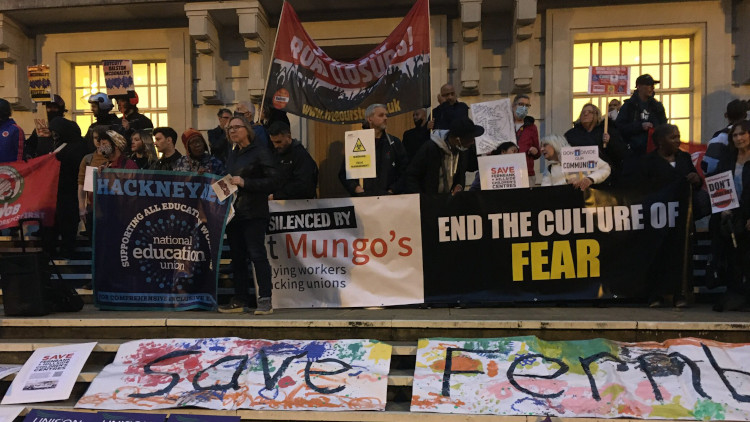 Protest to save Fernbank children's centre outside Hackney Town Hall