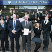 Pupils celebrate at Edenham High Pic: Croydon Council