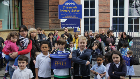 Local parents and students at Chisenhale Primary School Pic: Keeley Naylor