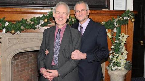 Ross Burgess and Roger Burg "married at last". Pic: Alice Harrold
