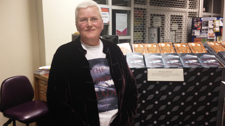 Cherry Potts with her new novel at the launch
