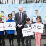 Mayor John Biggs with school children fighting air pollution. Pic: Tower Hamlets Council