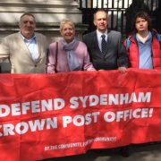 The Save Sydenham Crown Post Office campaign outside Downing Street, councillor Alan Hall (left). Pic: Alan Hall
